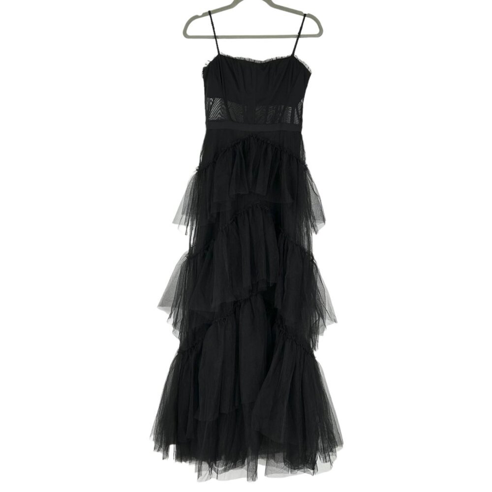 NWT BCBGMaxAzria Corset Tiered Tulle Gown in Black - Picture 3 of 9